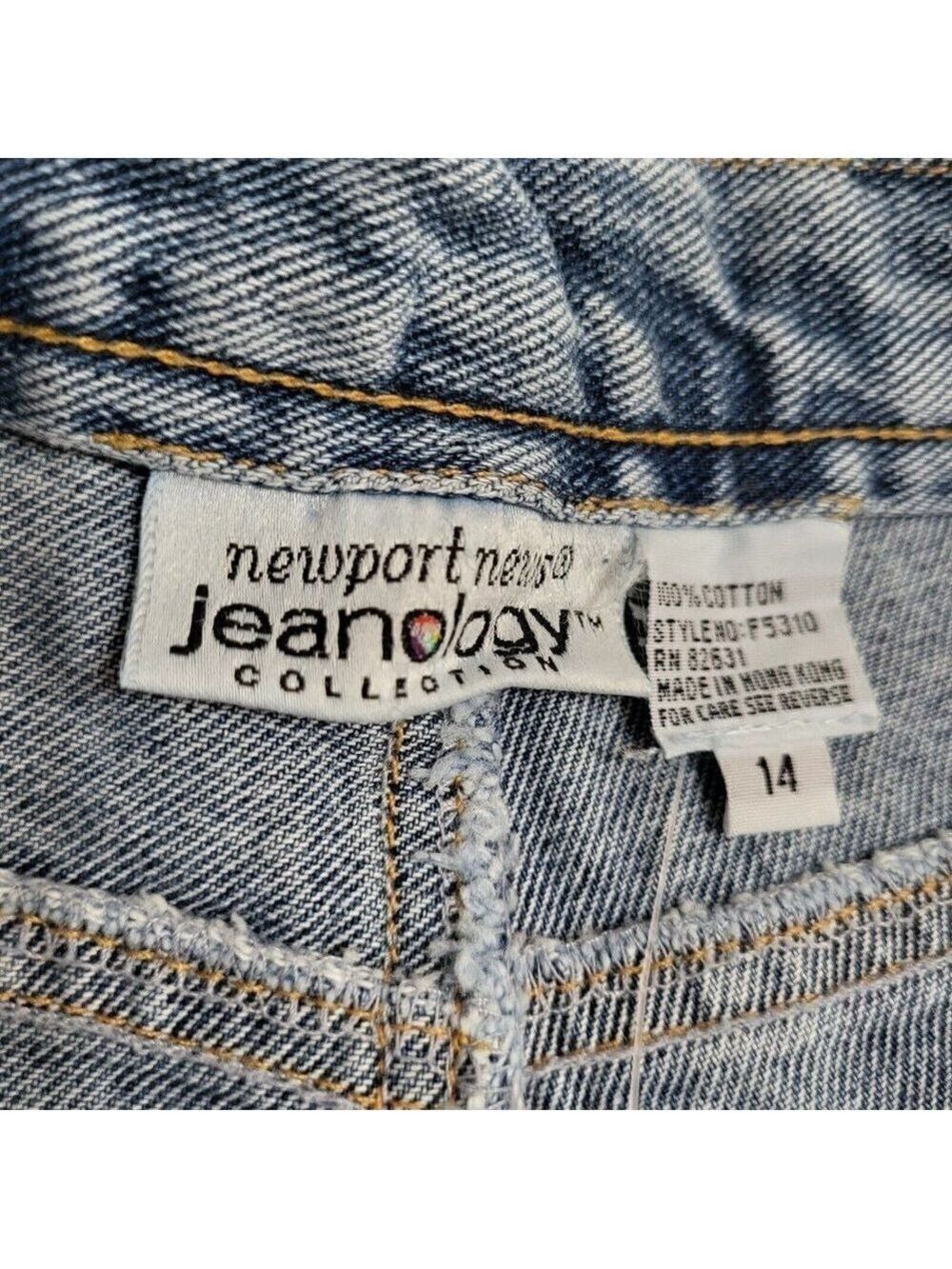 NEWPORT News Jeanology High Rise Mom Jeans Blue Denim Tie Closure Size 14 - Picture 8 of 9